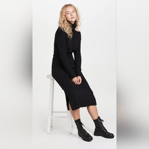 PAIGE Women's Raundi Turtleneck Wool Blend Midi Dress Size Medium - Picture 2 of 14